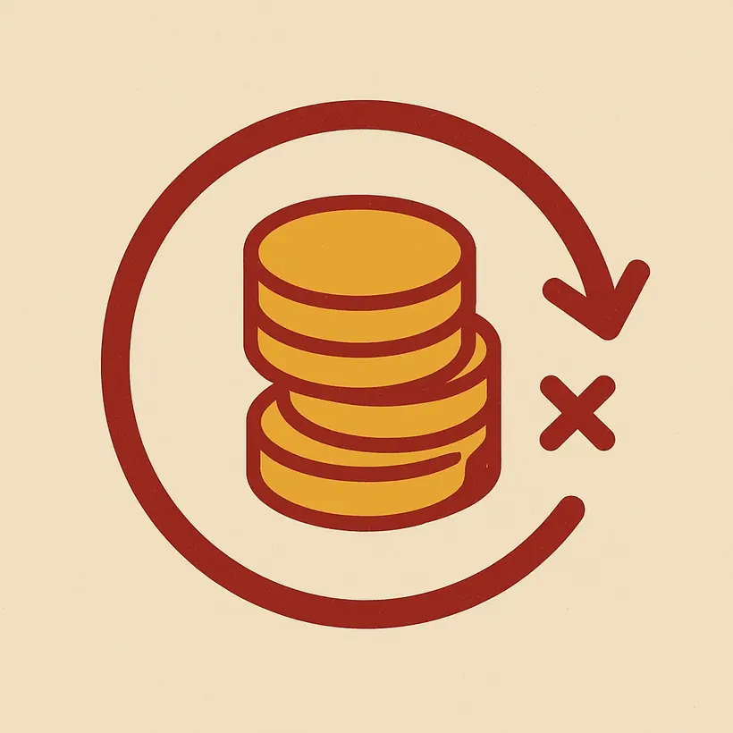 Ilustración de una flecha circular envolviendo una pila de monedas de oro